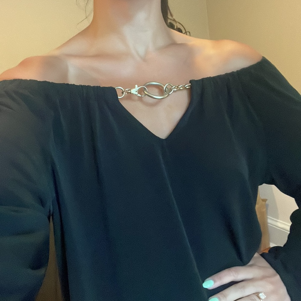 Chain Off The Shoulder Blouse Tunic Top
